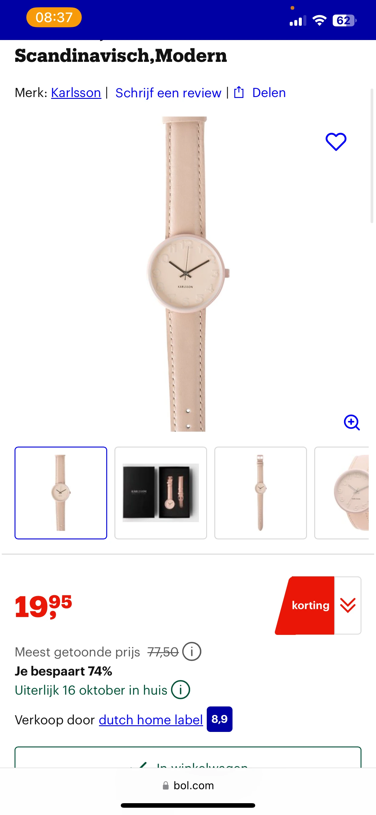 Karlsson Horloge Ms. Pink - Zacht Roze - Ø3,2cm