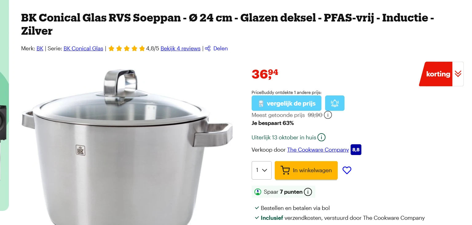 BK soeppan van 6L nu voor 36.94€ ipv 99.99€