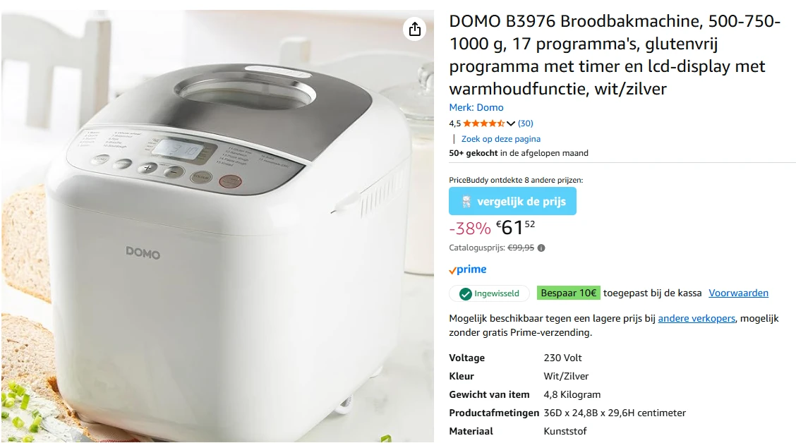 DOMO B3976 Broodbakmachine -38%