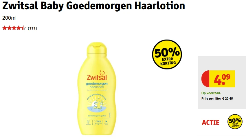 Zwitsal Baby Goedemorgen Haarlotion 200ml nu -50%
