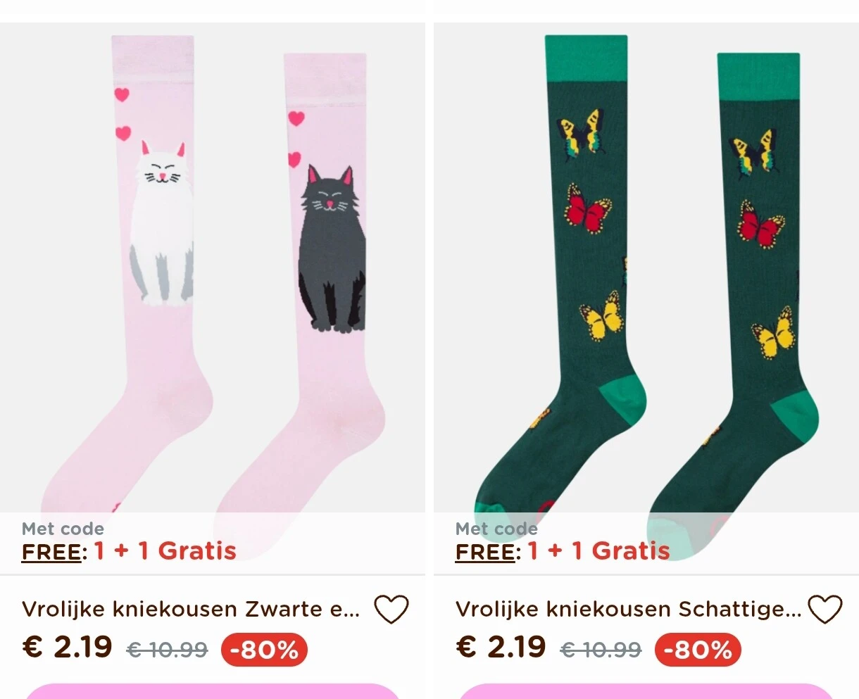 Tot 80% en 1+1 gratis op sokken en kousen! 😱🤩