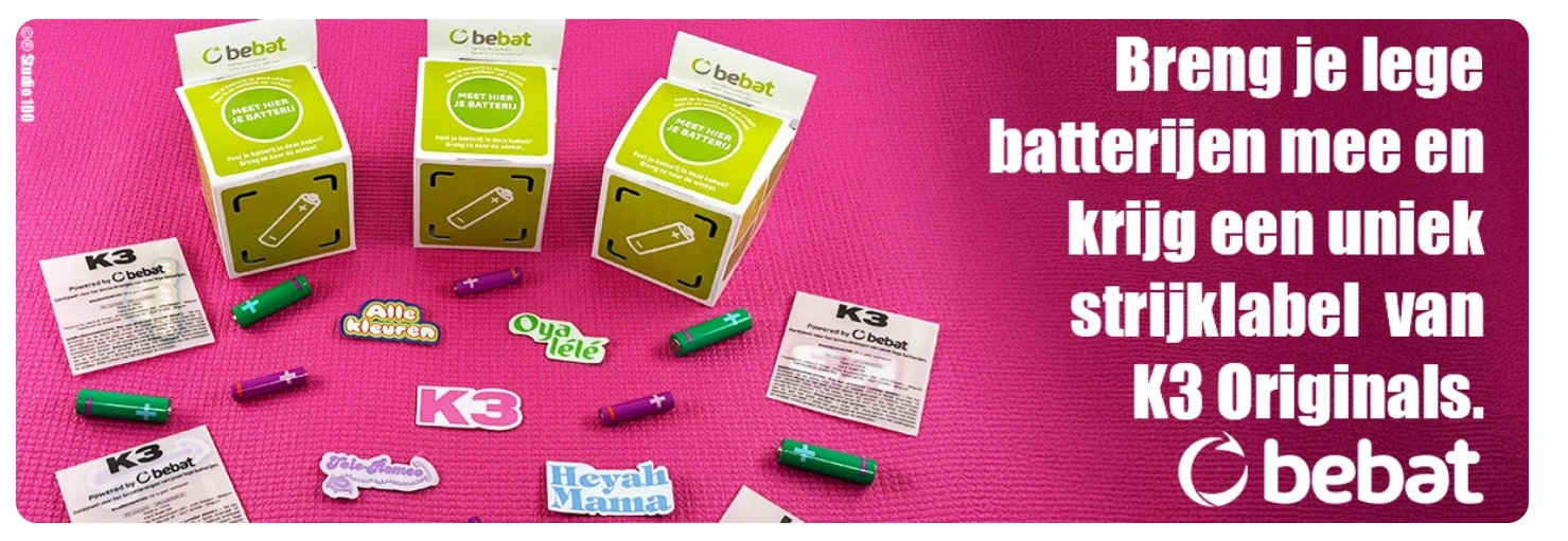 GRATIS K3 strijklabels bij Bebat op K3 Originals concerten