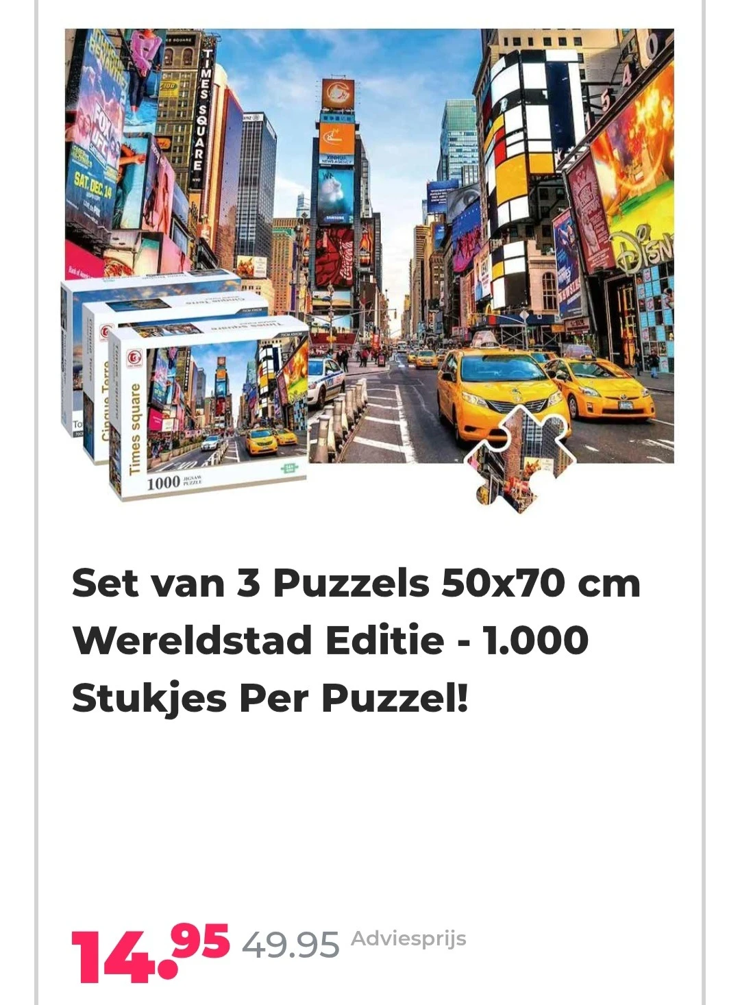 3 puzzels van 1000 stukjes -70%