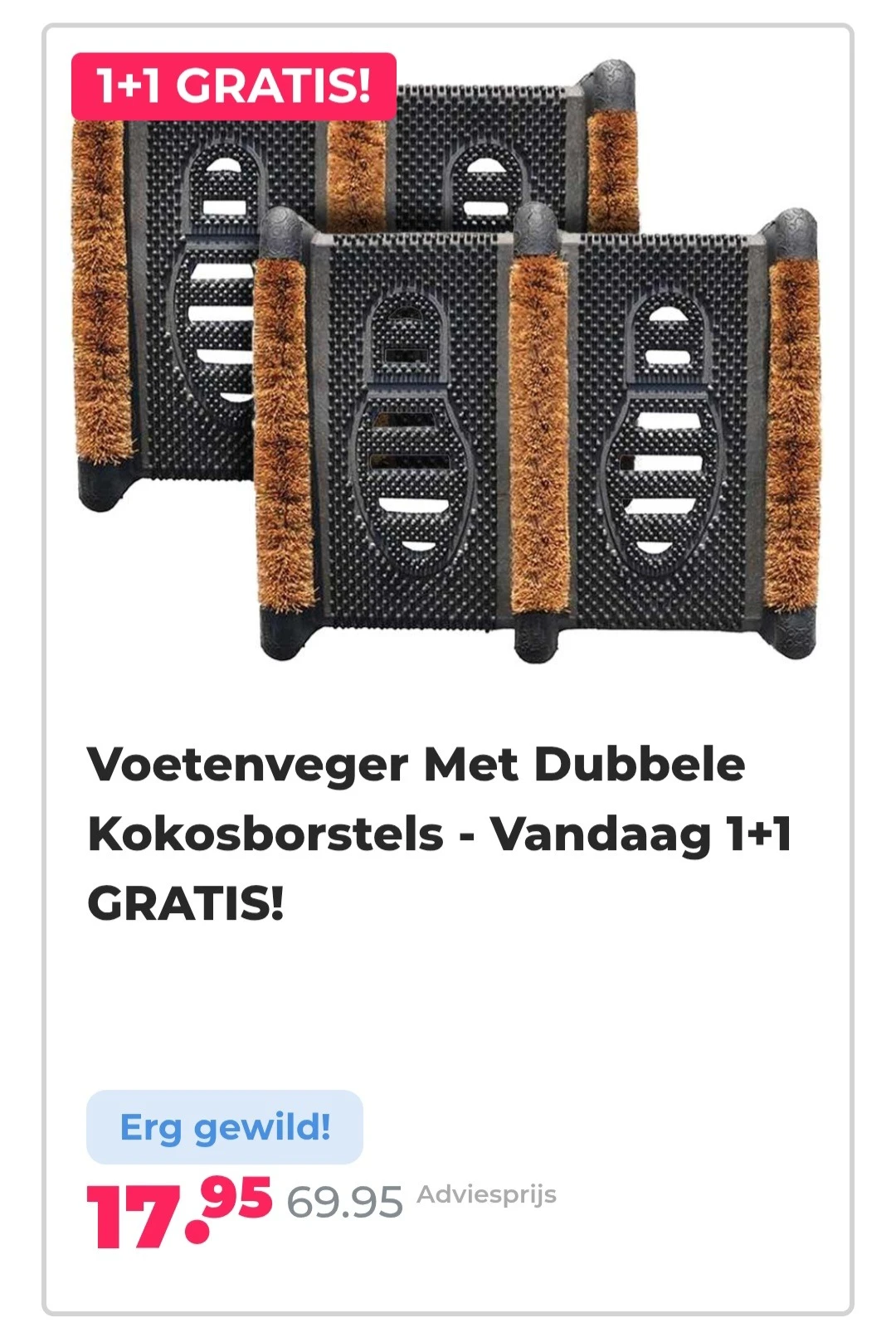 Voetenveger Met Dubbele Kokosborstels - Vandaag 1+1 GRATIS! -