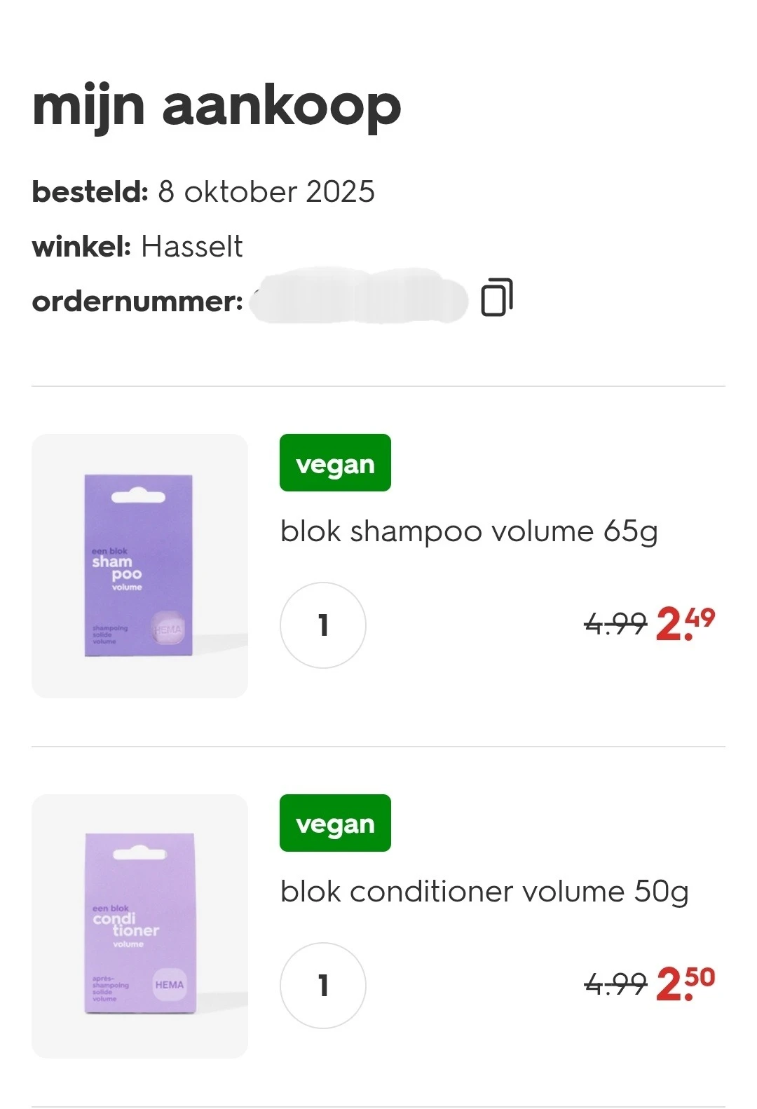 Shampoo en conditioner blok 1+1 bij Hema