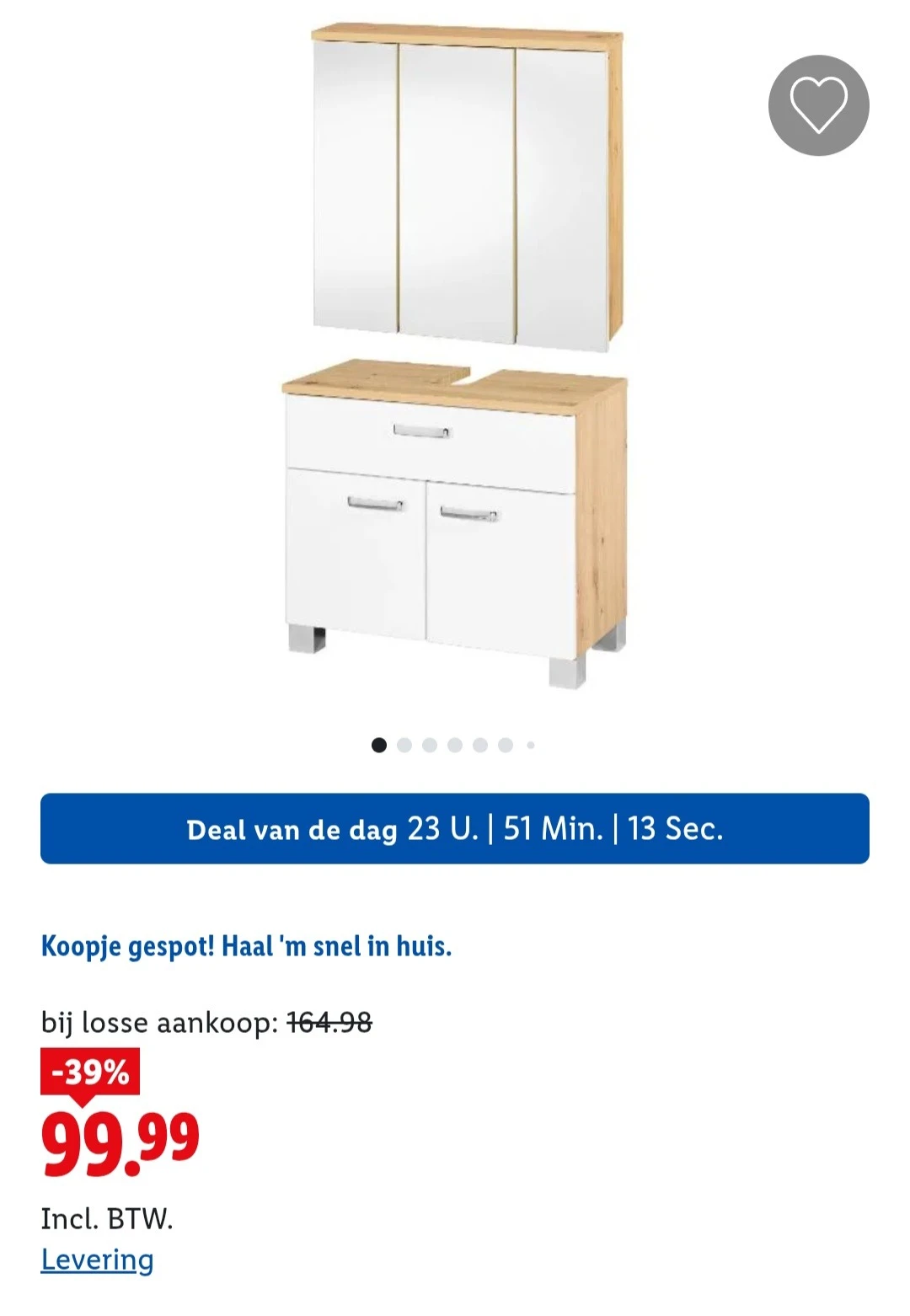 Wastafelonderkast en spiegelkast -39%