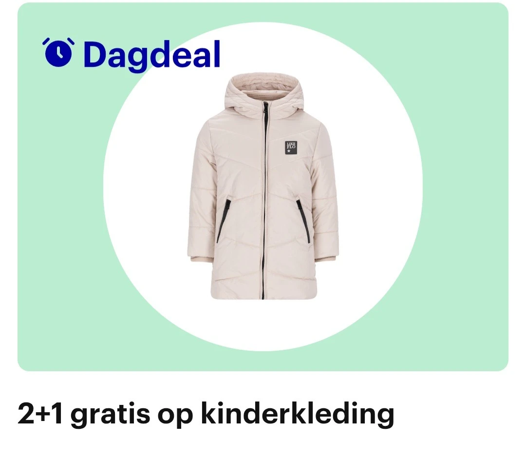 Dagdeal bij bol 2 + 1 gratis op kinderkleding
