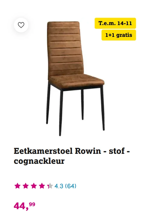 Eetkamerstoel bij Leenbakker voor 22,45 euro