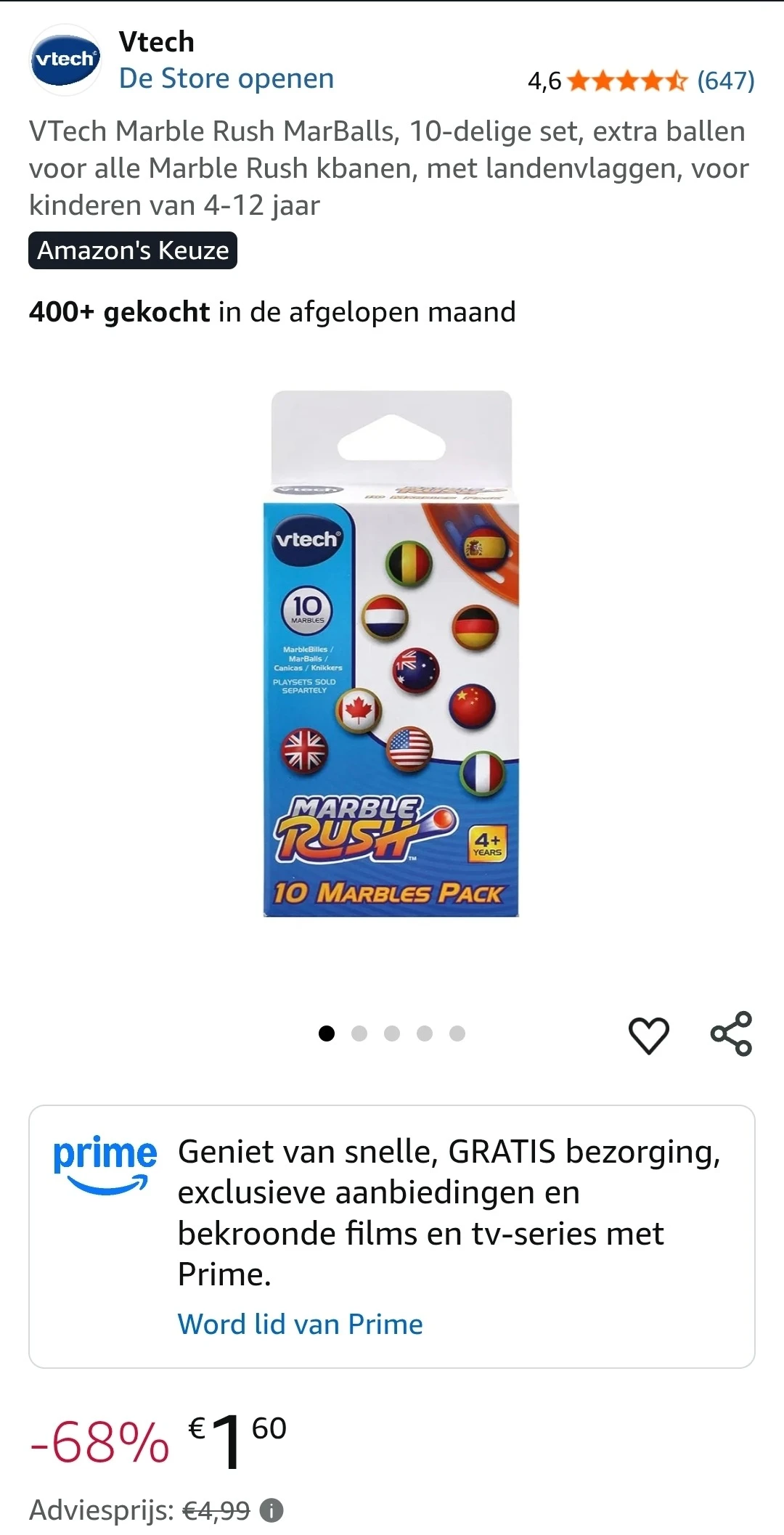 VTech Marble Rush MarBalls -68%