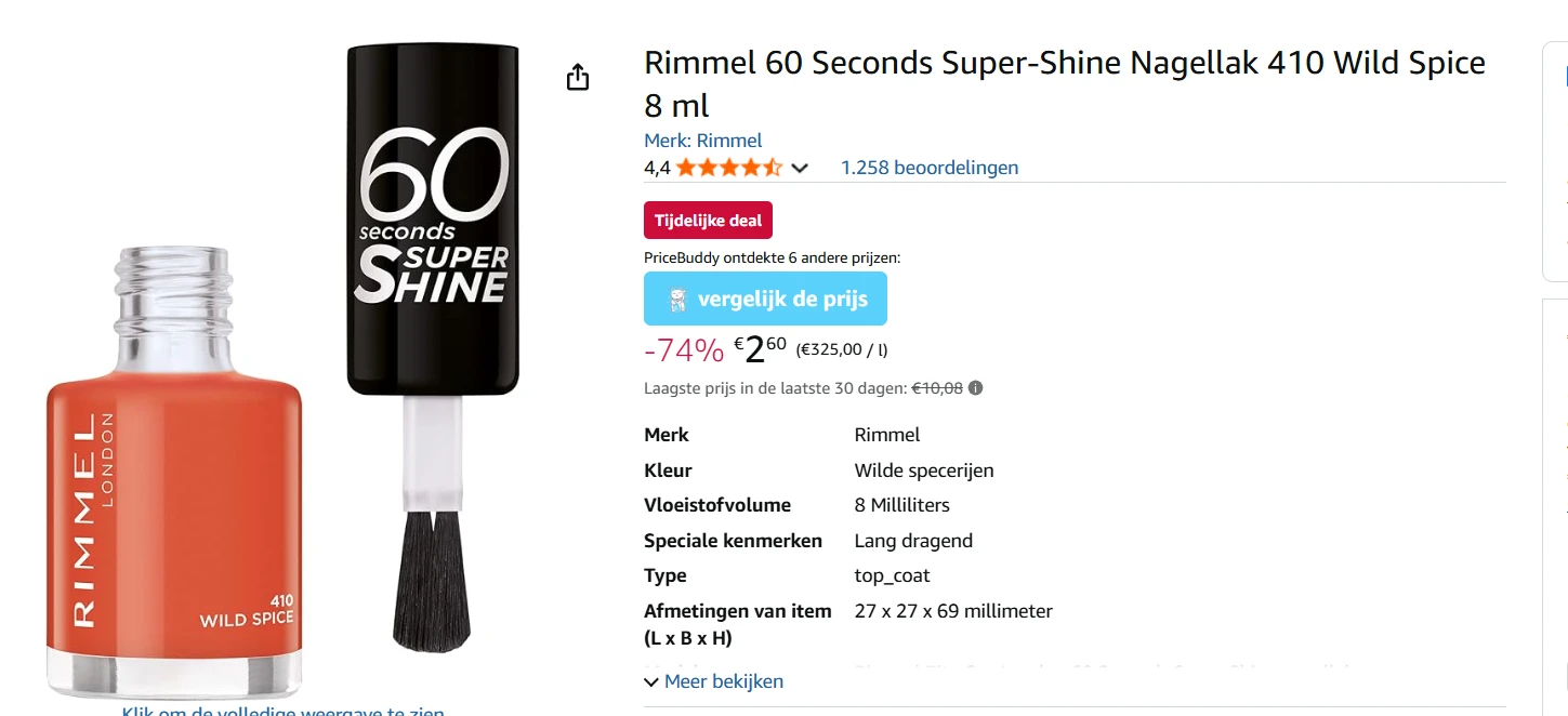 Rimmel nagellak tot 74% korting