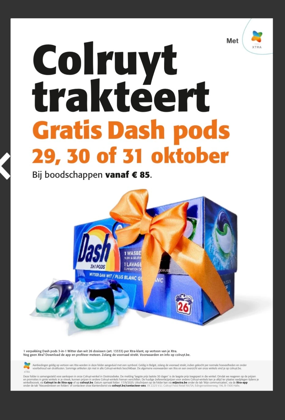 Gratis Dash pods van 29/10 tem 31/10 bij Colruyt