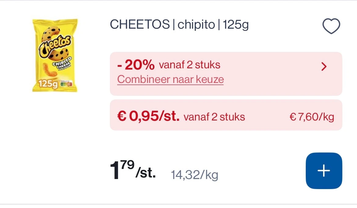 Cheetos chipito 125 gram met dubbele korting
