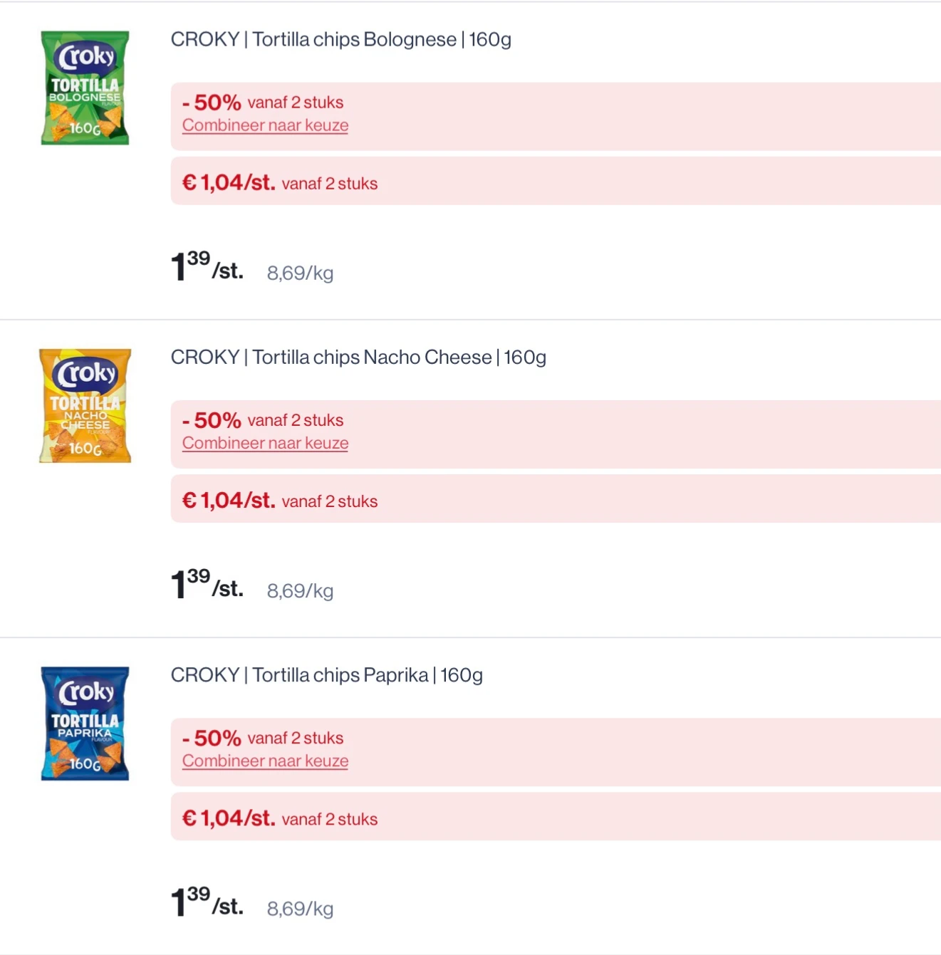 Croky tortilla chips 160 gram -50% extra bovenop goedkope prijs