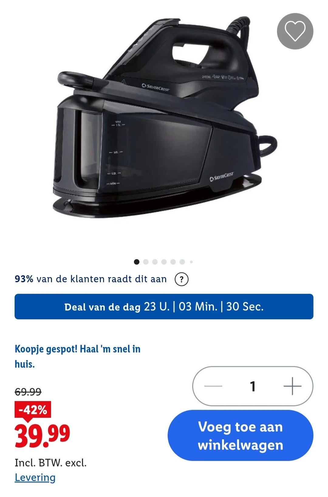 Dagdeal: stoomstrijkijzer SILVERCREST® -42%