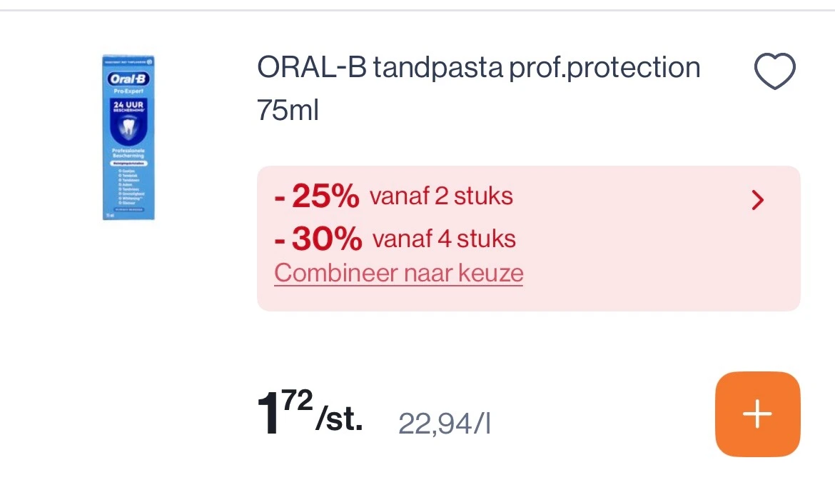 Oral B prof protection 75 ml mooie korting