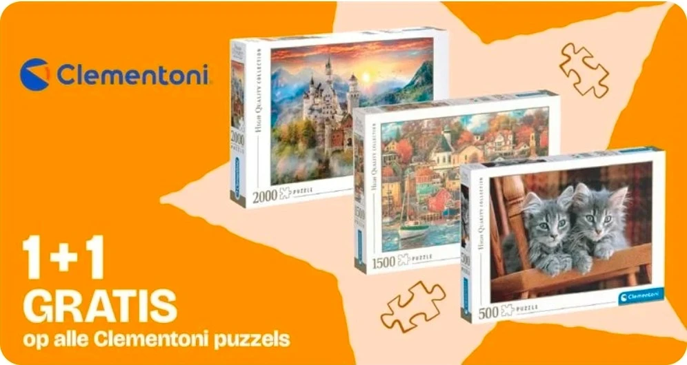 Alle Clementoni puzzels 1+1 gratis bij DreamLand