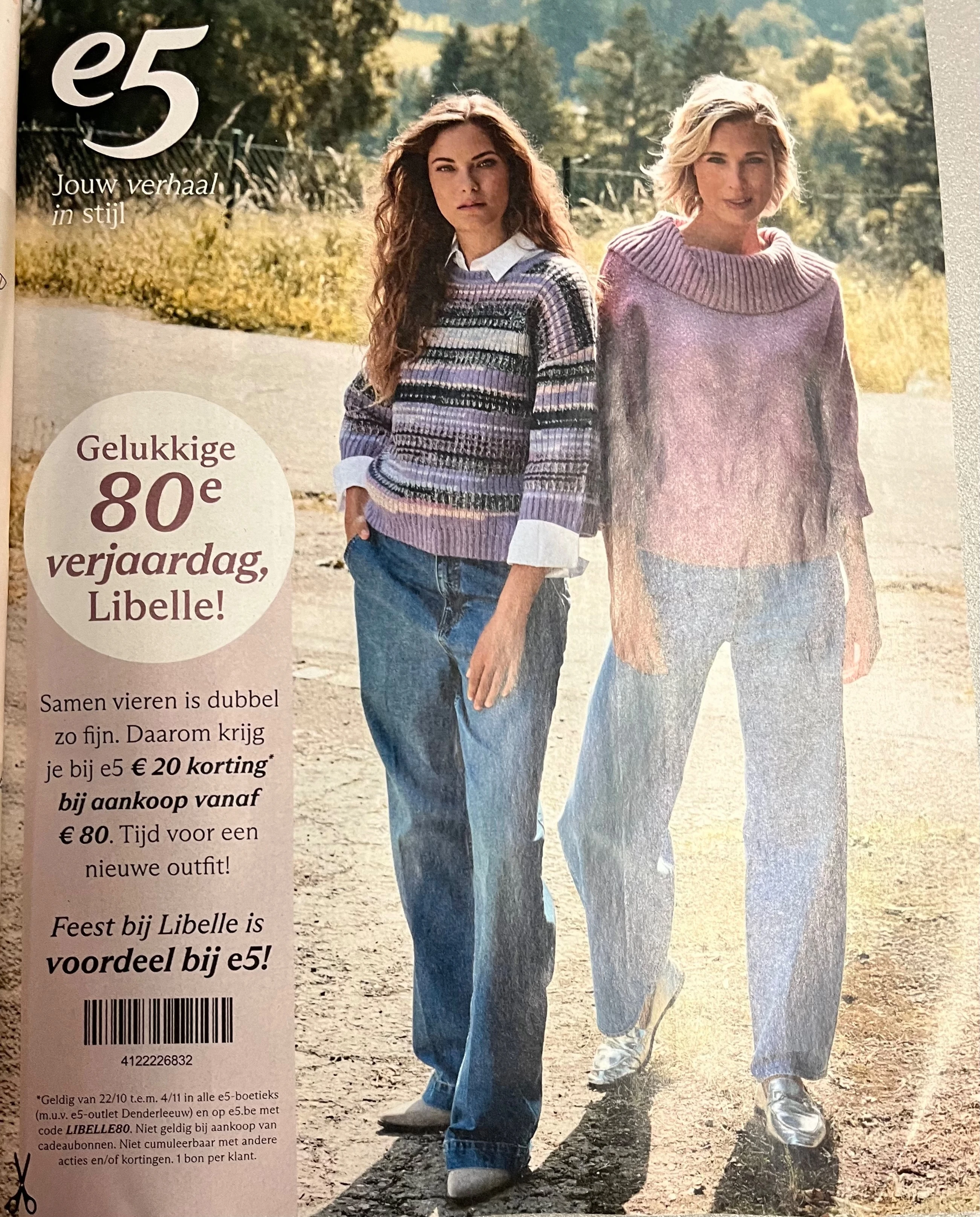 Bij E5 mode -20€ bij aankoop van 80€ (bon in Libelle )