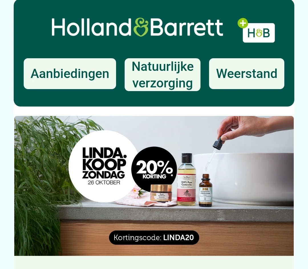 20% op alles bij Holland and Barrett