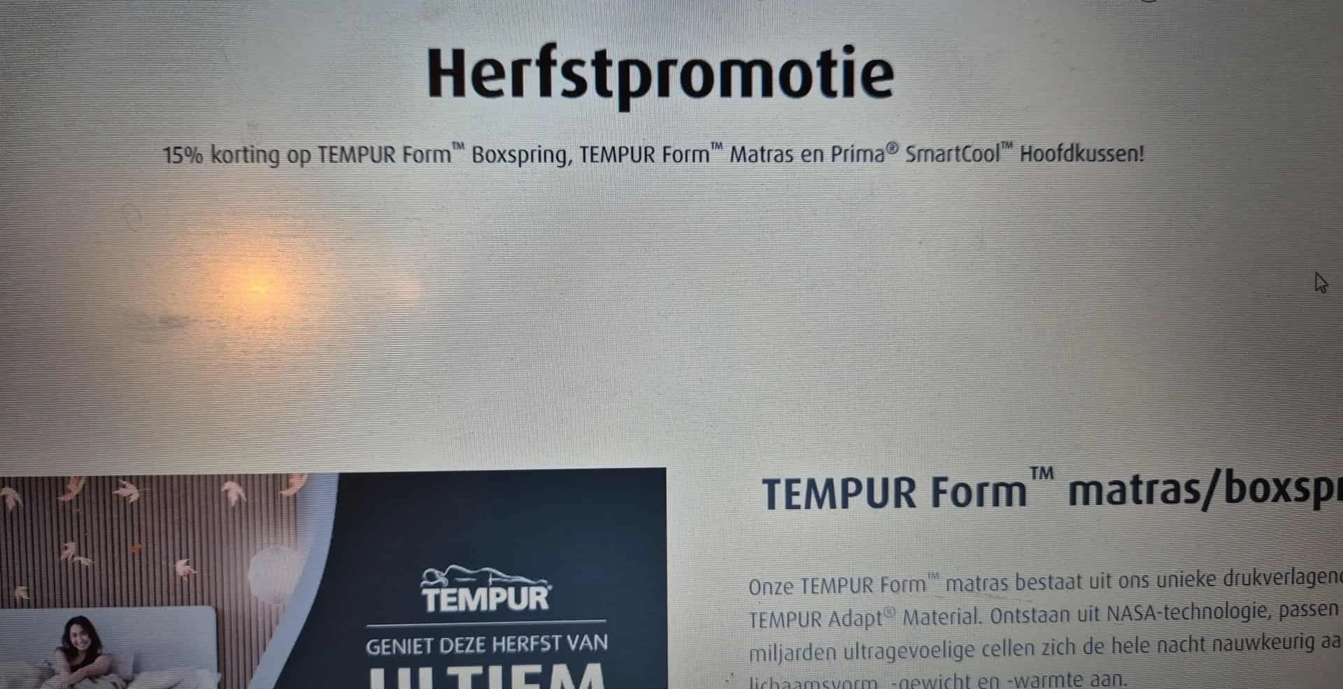 Herfstpromotie op hoofdkussen Tempur