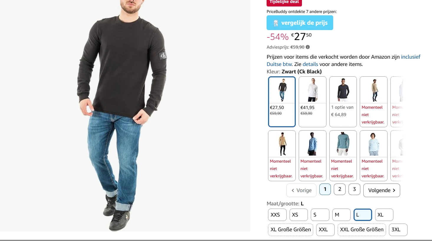 Calvin Klein heren t shirt met lange mouwen maat L voor 27.50€