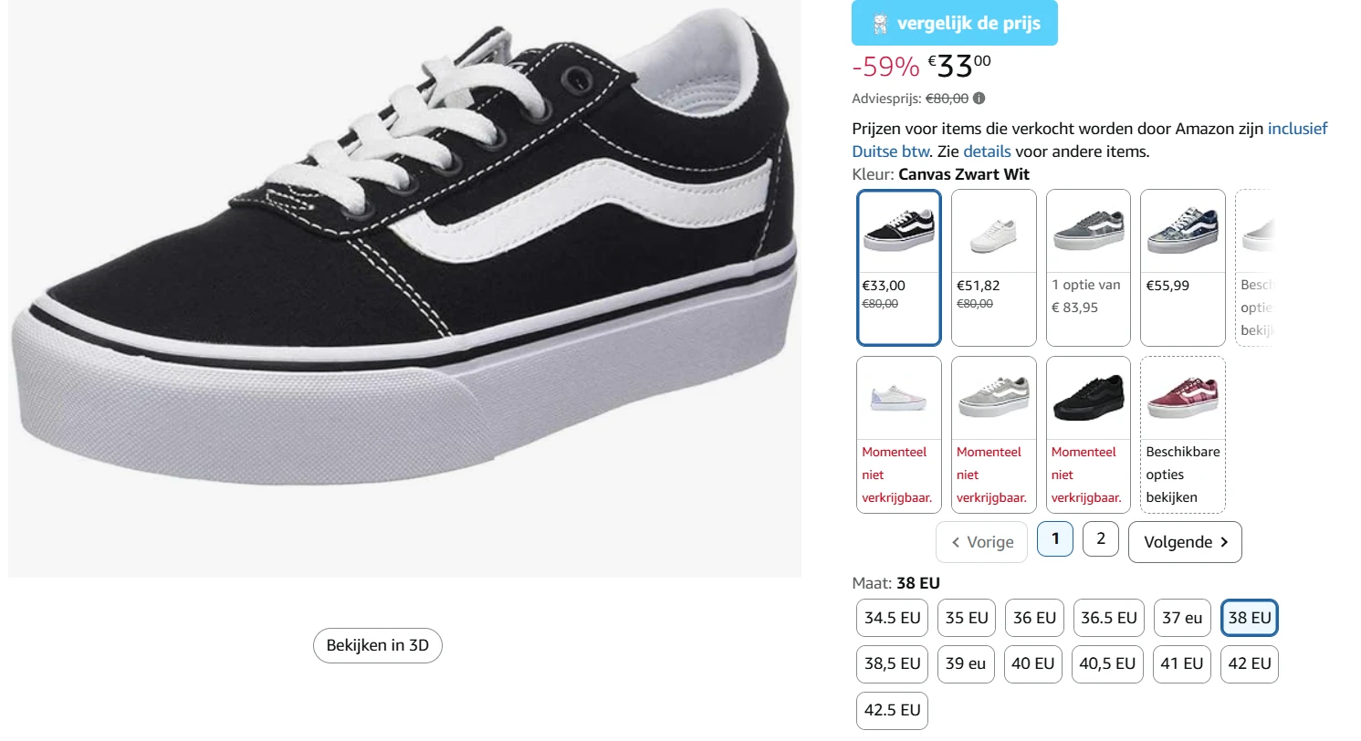 Vans dames sneakers maat 38 met 59% korting