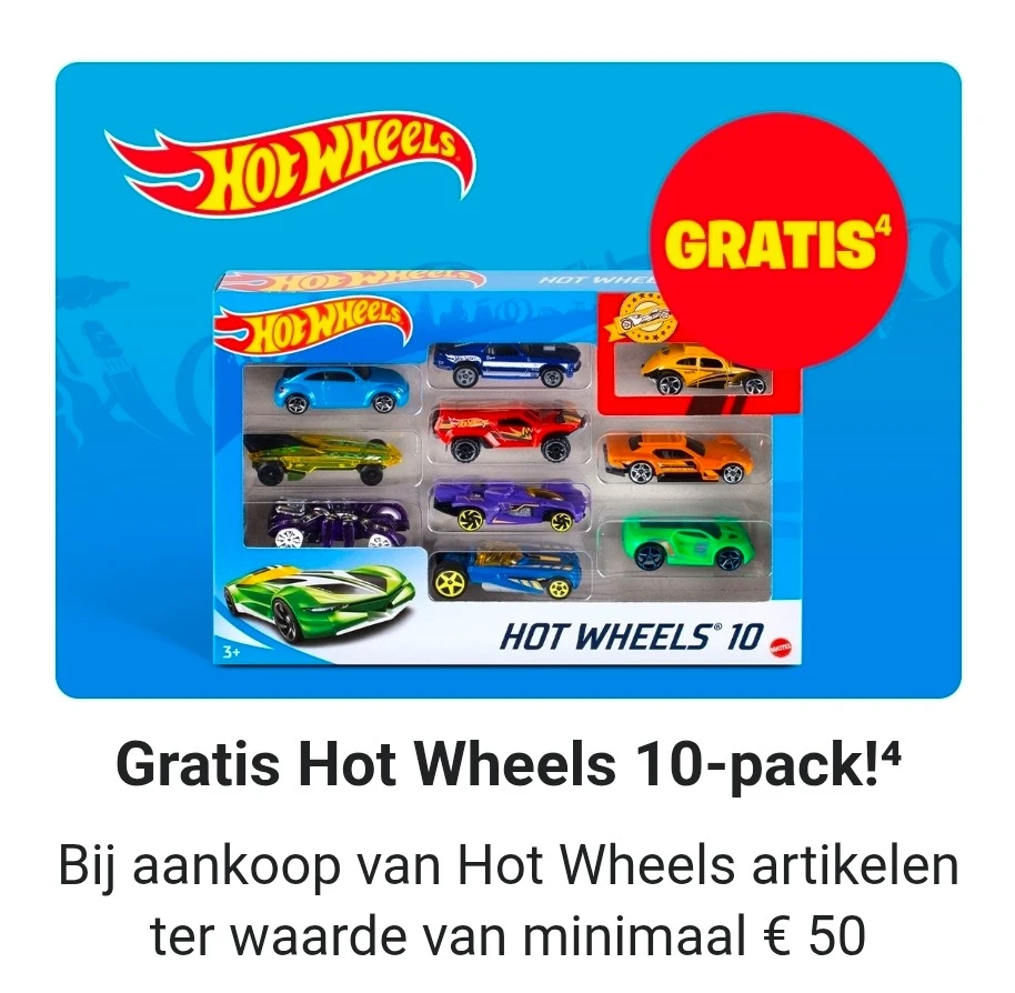 Gratis Hot Wheels 10-pack bij aankoop min. €50
