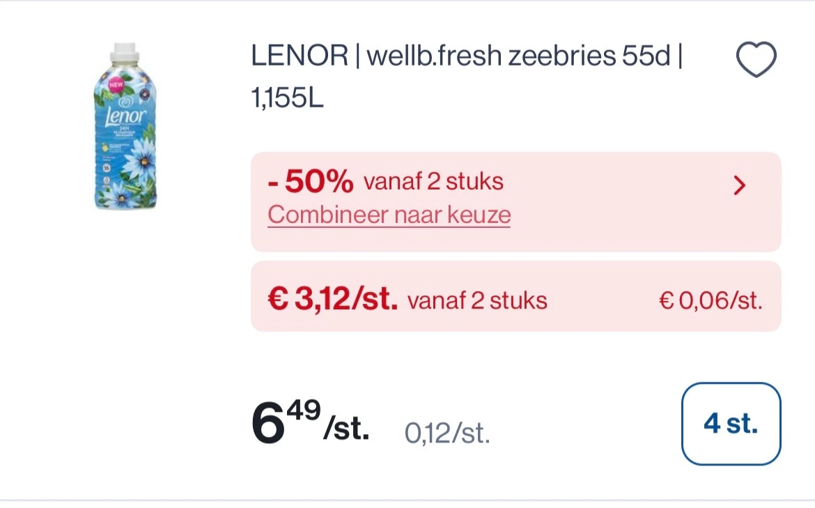 Lenor wasverzachter zeebries met dubbele korting