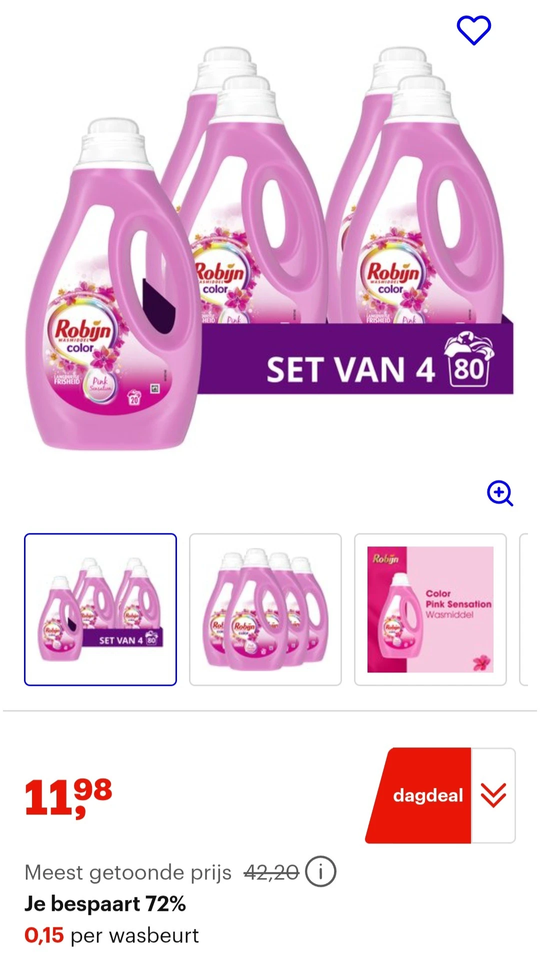 Robijn color pink sensation 4x20 wasbeurten -72%