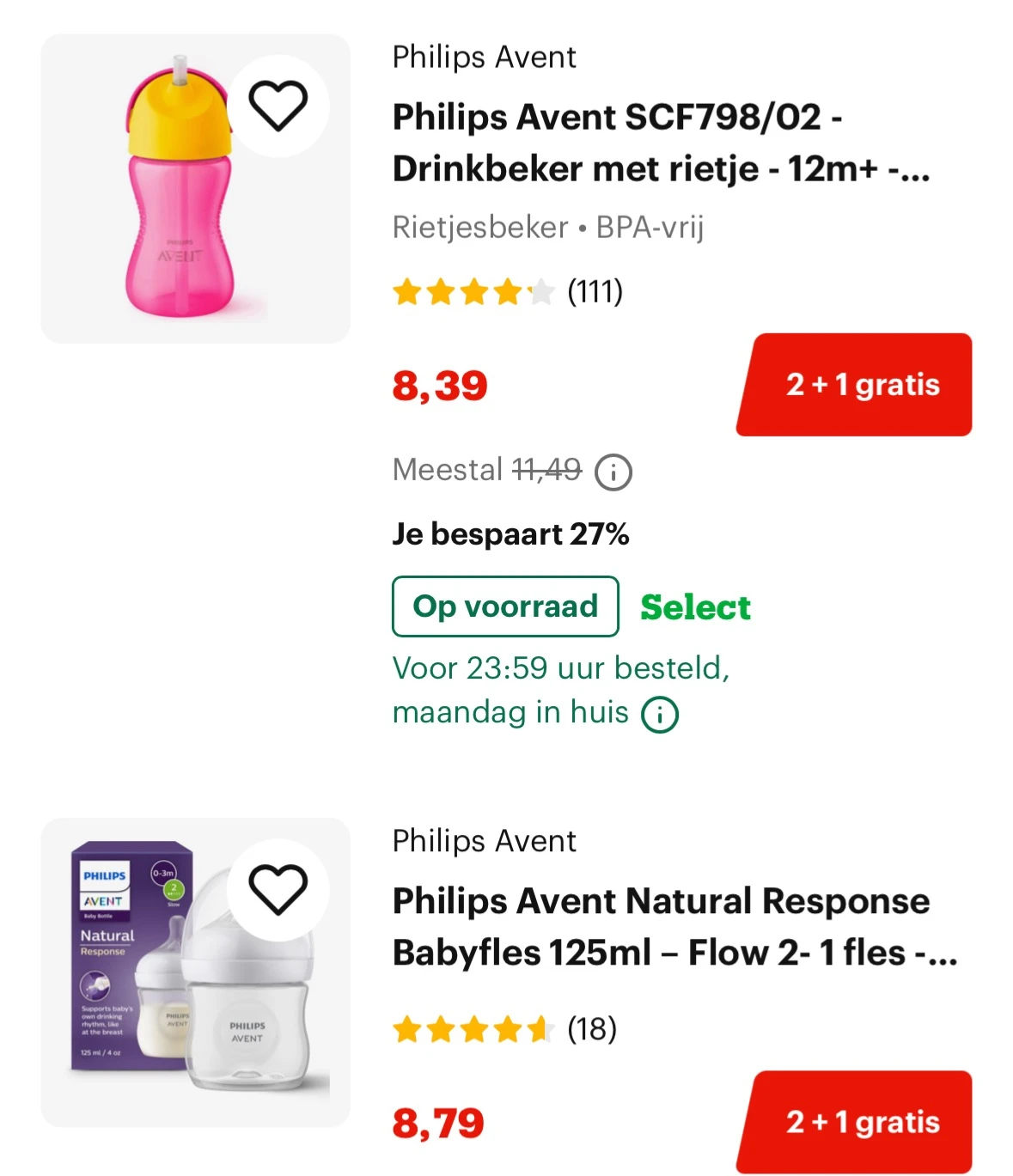 2 + 1 gratis op Philips Avent artikelen