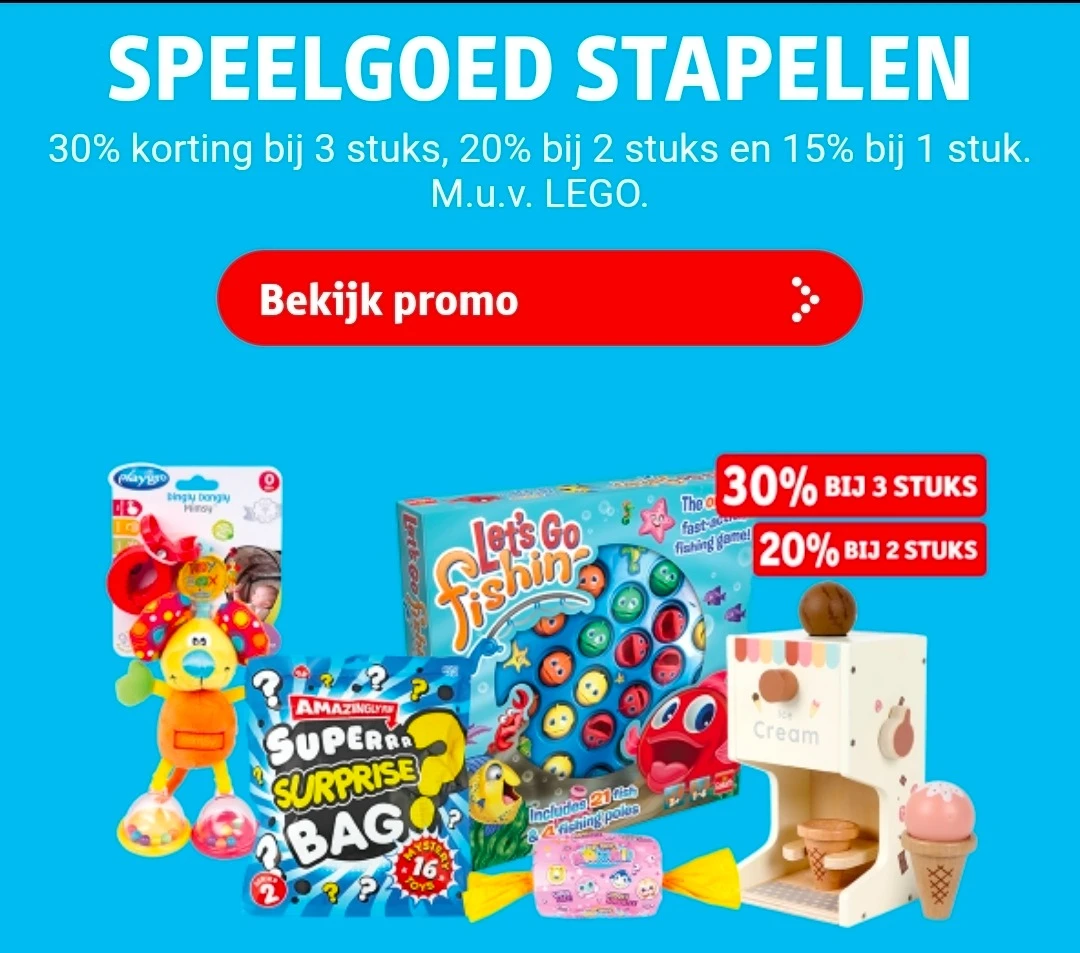 Stapelkorting tot -30% op alle speelgoed bij Kruidvat