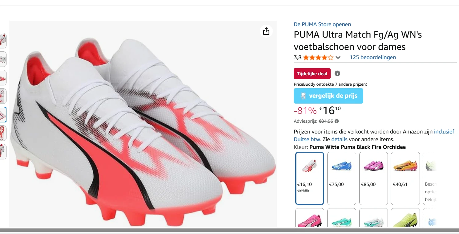 Voetbal schoenen van Puma tot 81% korting verschillende maten aanwezig