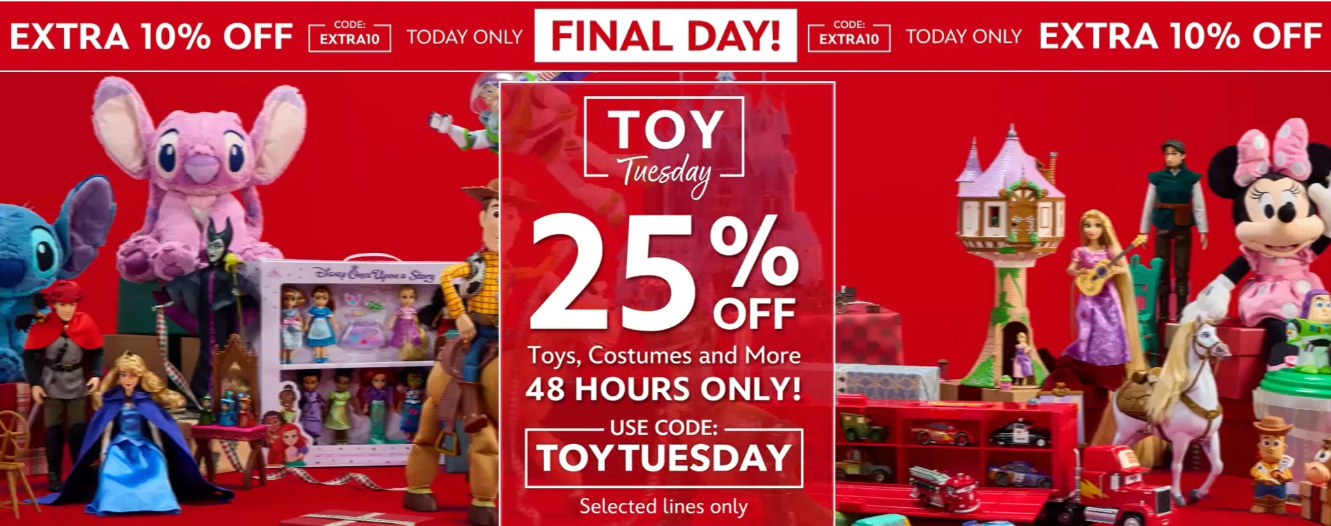 TOPDEAL! Combineer alléén vanavond 3 verschillende kortingen bij Disney Store