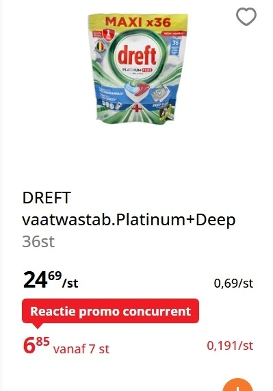 Dreft vaatwastabletten veel goedkoper