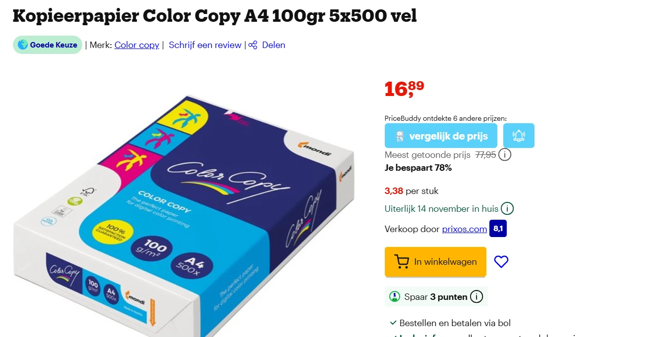 A4 Print papier 5 pakken van 500 vellen met 78% korting