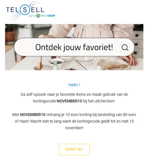 Tel Sell: €10 korting