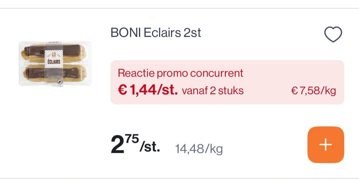 Verse Eclairs goedkoper bij Colruyt