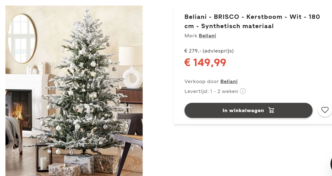 -46% kunstkerstboom 180 cm ❄️ wit, besneeuwd