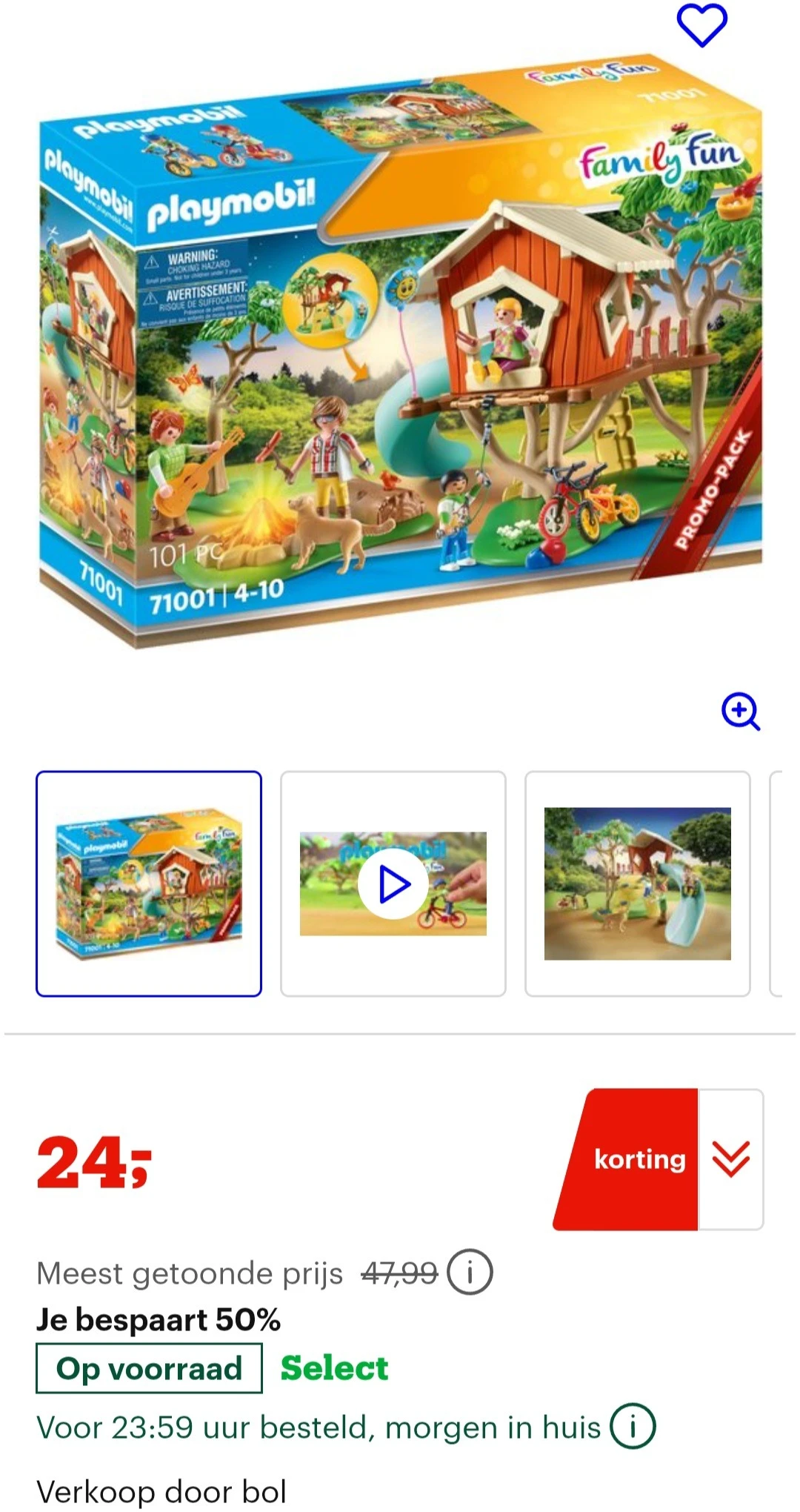 PLAYMOBIL Family Fun Avonturen boomhut met glijbaan - 71001 -50%
