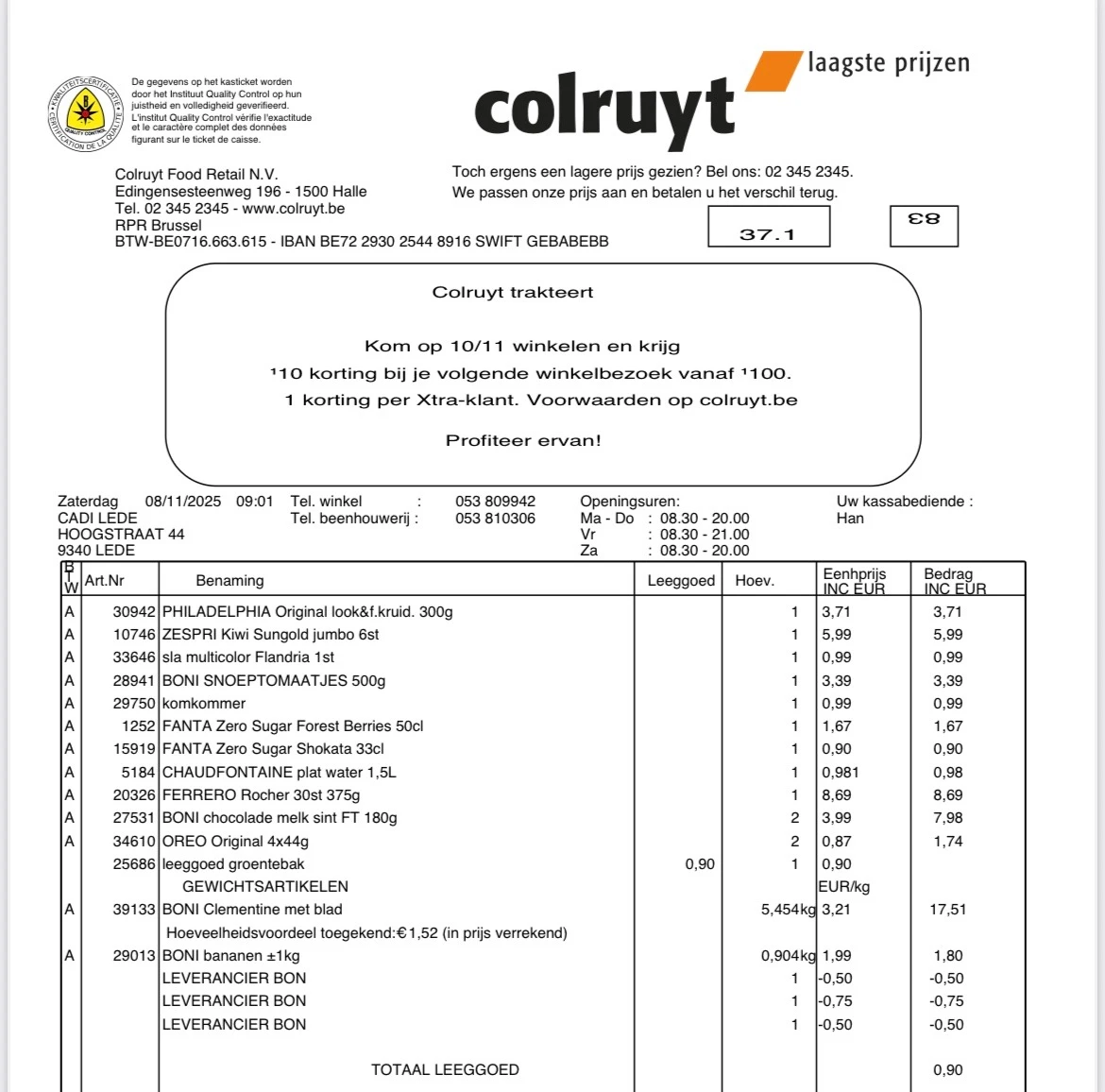 Colruyt met o.a. Oreo, Fanta
