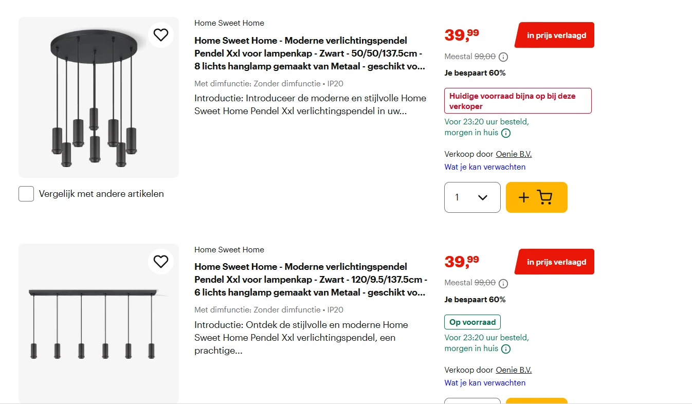 -60% op deze hanglampen bij bol
