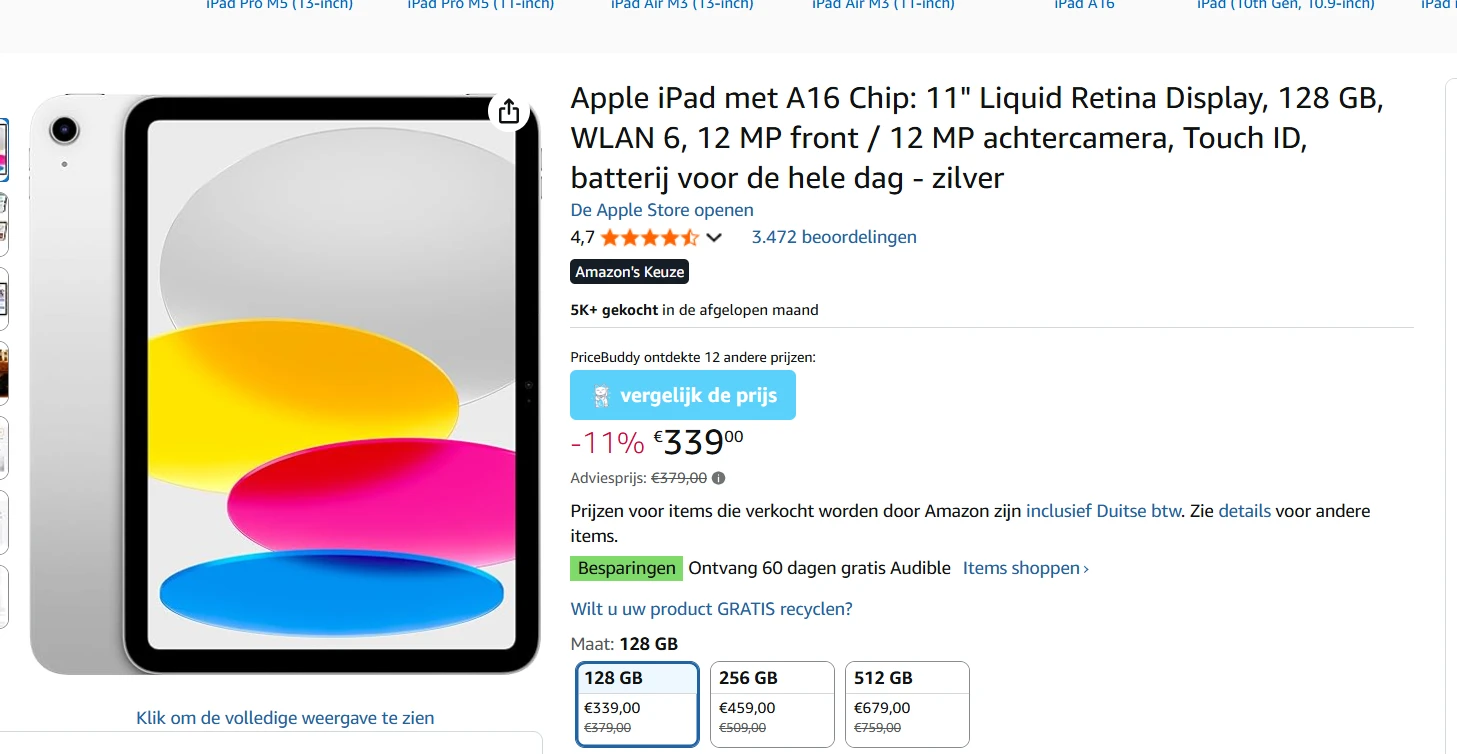Ipad Apple voor 339€ nergens goedkoper gevonden