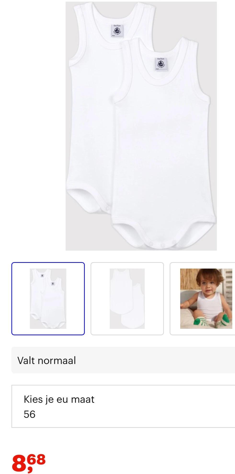 Petit Bateau Set met 2 witte babyrompertjes