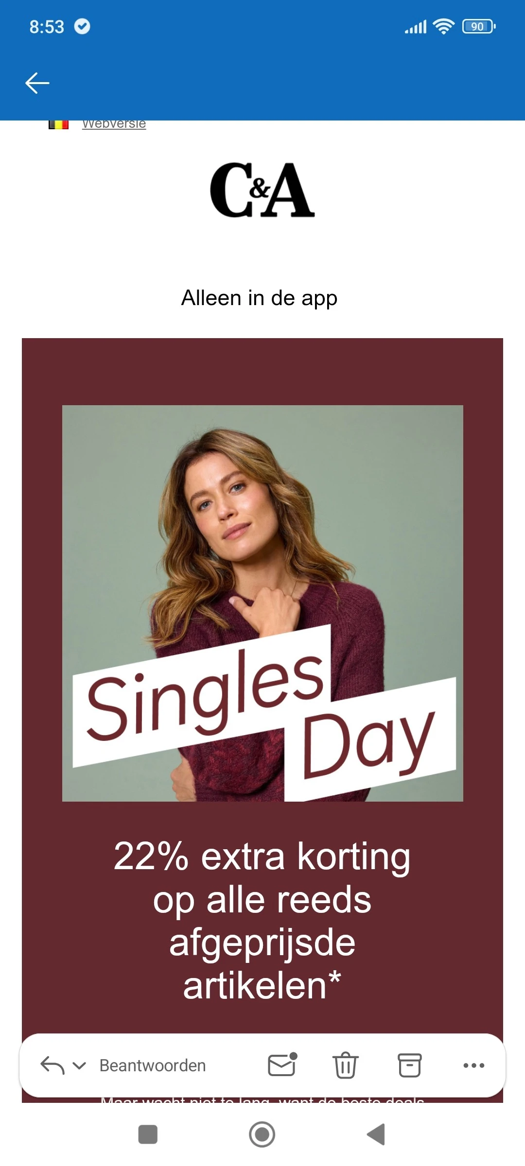 C&A app: 22% extra op afgeprijsde artikelen