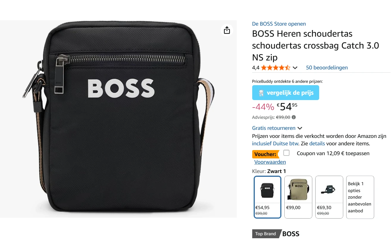 BOSS Heren schoudertas schoudertas van 99€ nu voor 42.86€