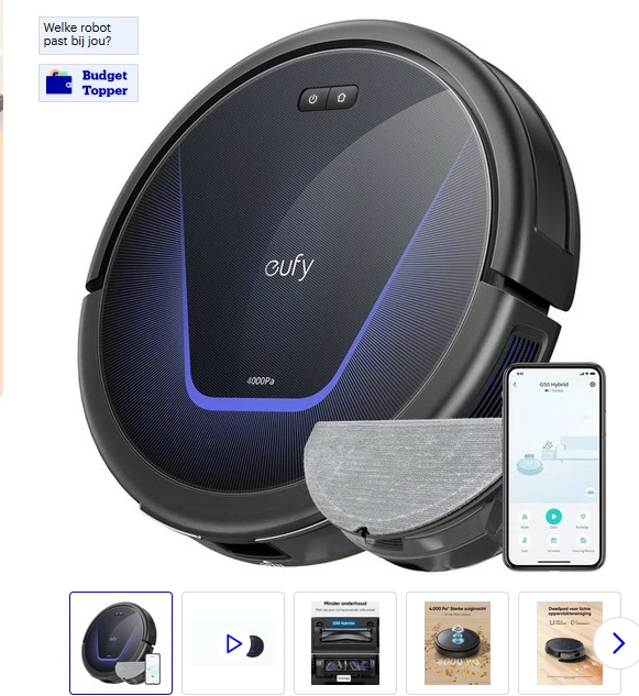 eufy Clean G50 Hybrid Robotstofzuiger met dweilfunctie
