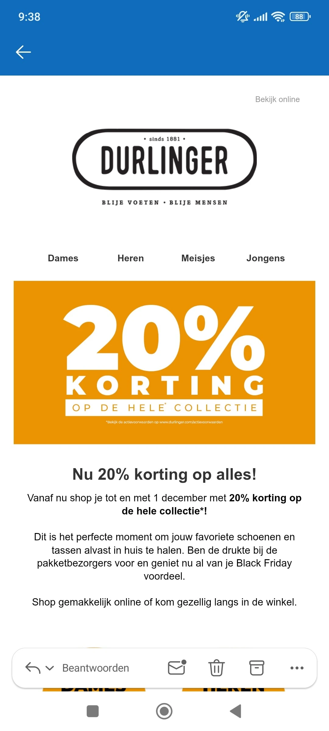 Durlinger: 20% korting
