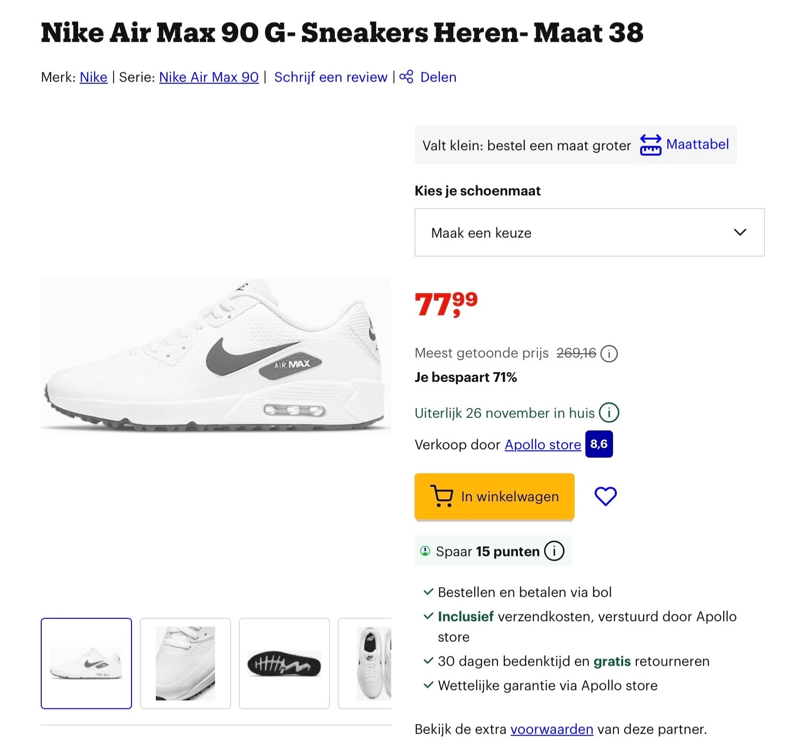 'Nike Air Max 90 G- Sneakers Heren- Maat 38 -71%
