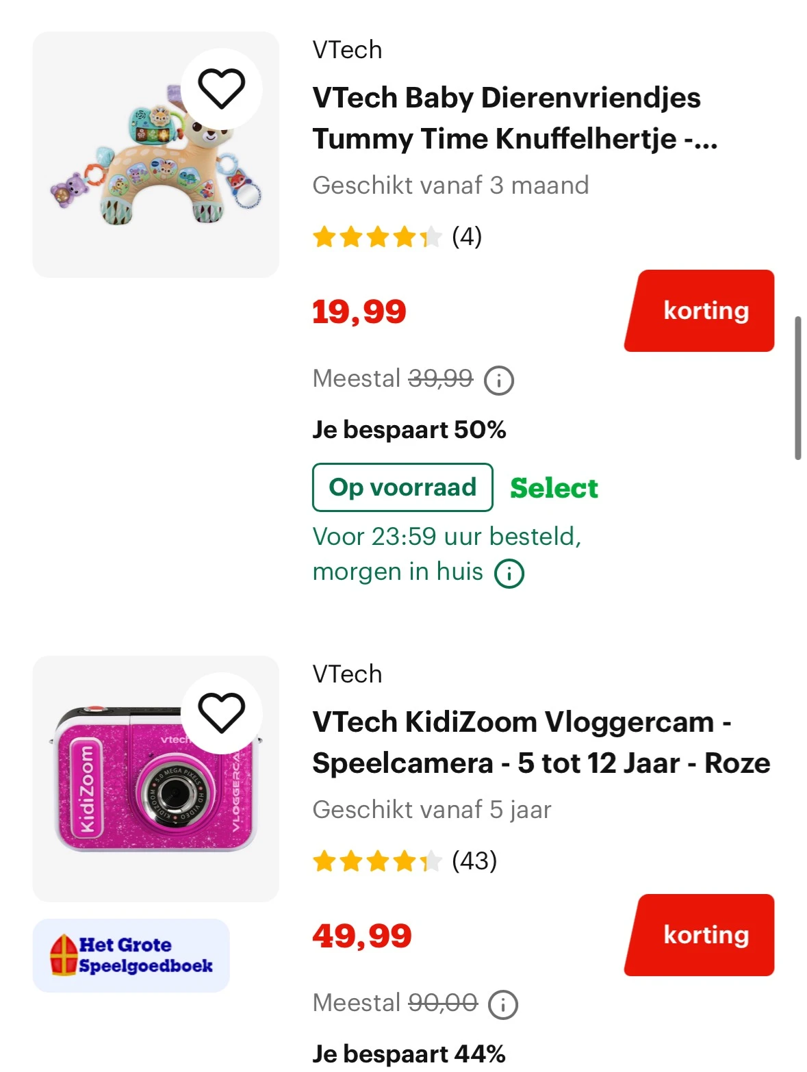 Dagdeal VTech & Fisher-Price bij Bol
