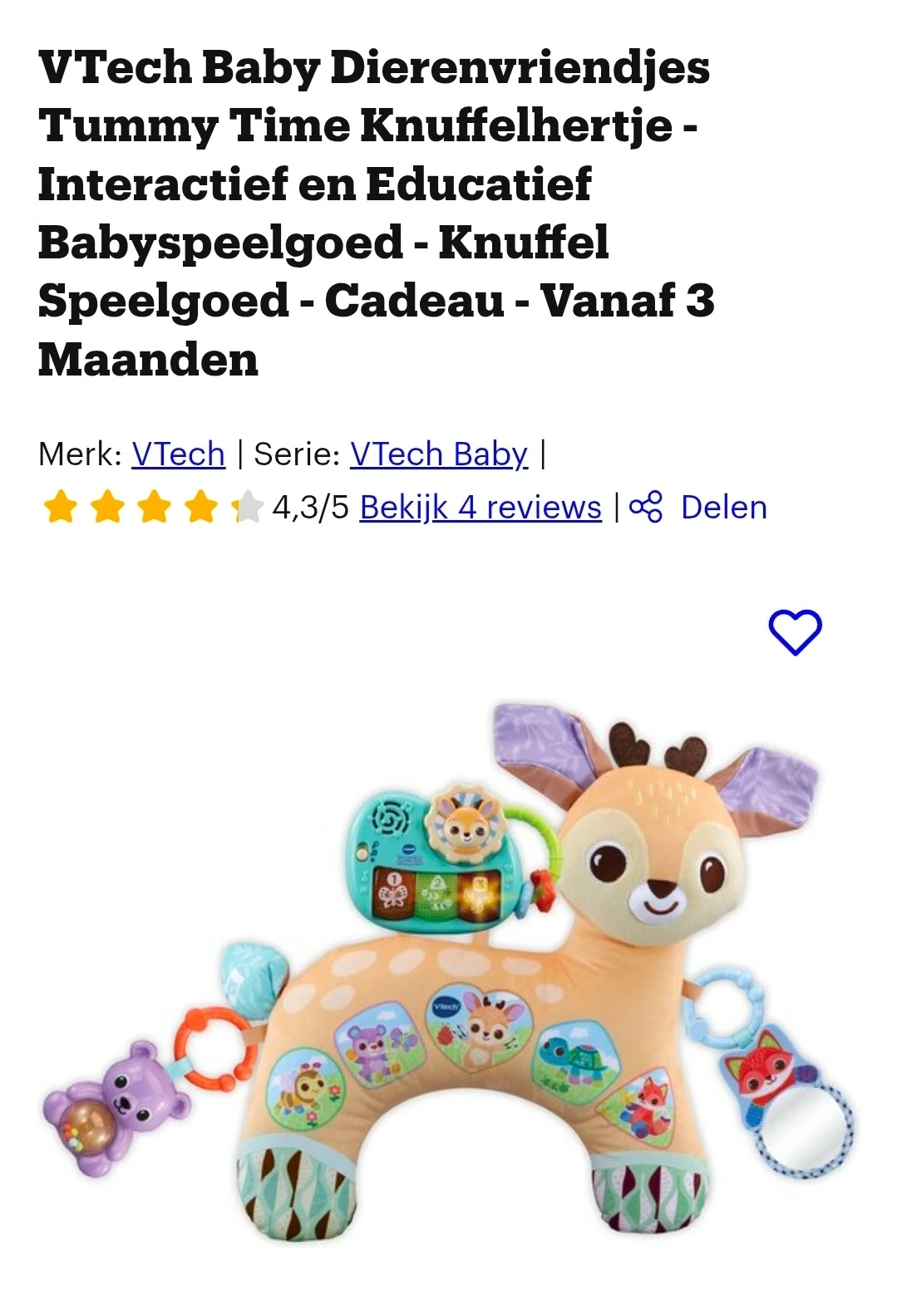 VTech Baby Dierenvriendjes Tummy Time Knuffelhertje
