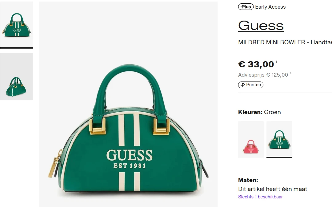 75% korting op Guess handtas